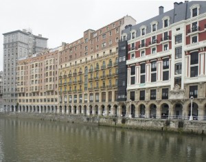 Buildings on river