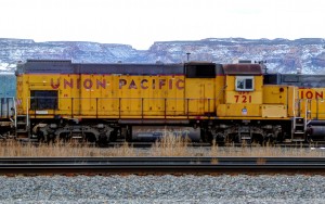 UP locomotives resting nearby