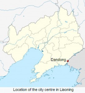 Map showing location of Dandong